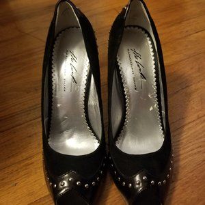 Randolph Duke The Look Peep Toe Pumps | Black/Silver | 7M